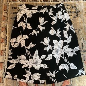 Black and White Floral Skirt - Size 6